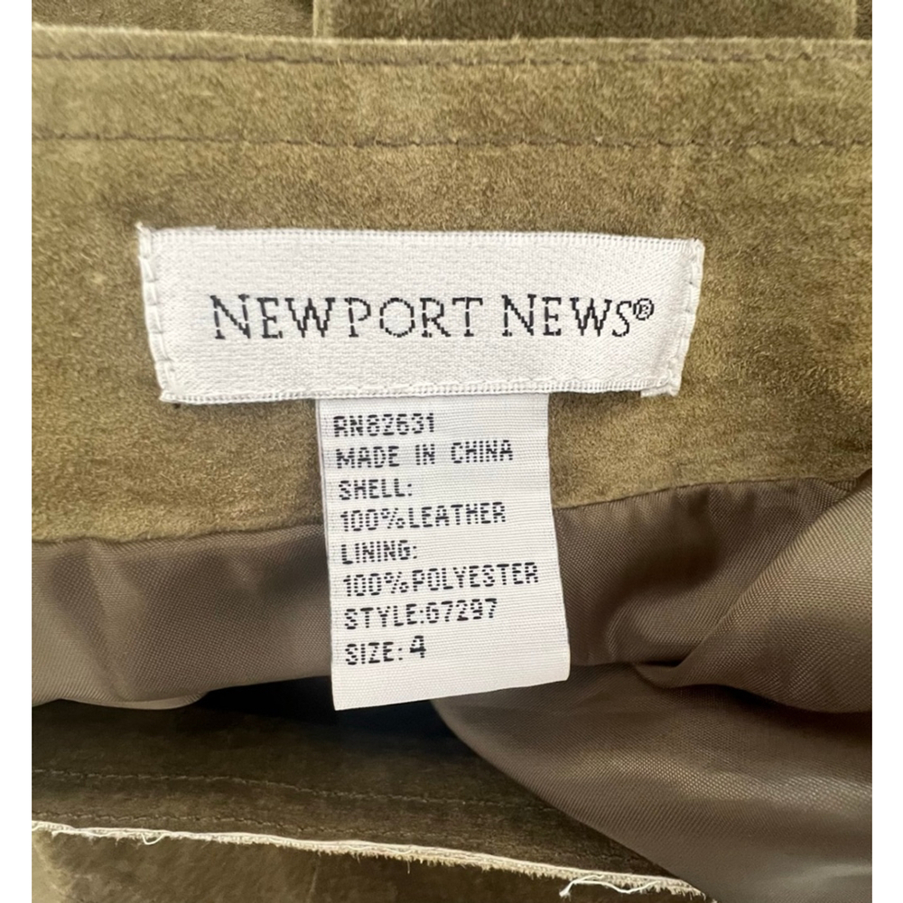 Newport News Vintage Green Leather Suede Midi Skirt With Flared Hem - Picture 3 of 4